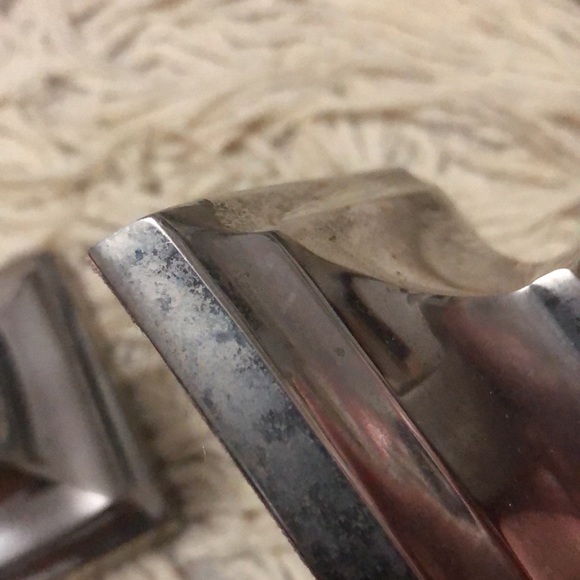 (2) Metal Candle Holders-Silver Toned-Square Base-Tapers-Vintage - Picture 17 of 17